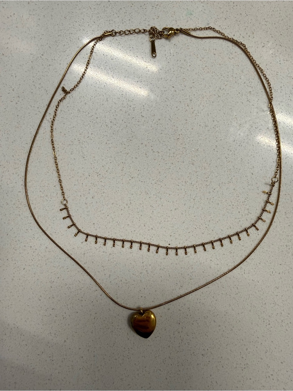 Gold Heart Layered Necklace - Women's Jewelry